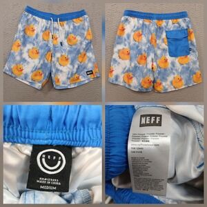 Neff Swim Trunks Men's Medium Blue Rubber Duck Print Board Shorts